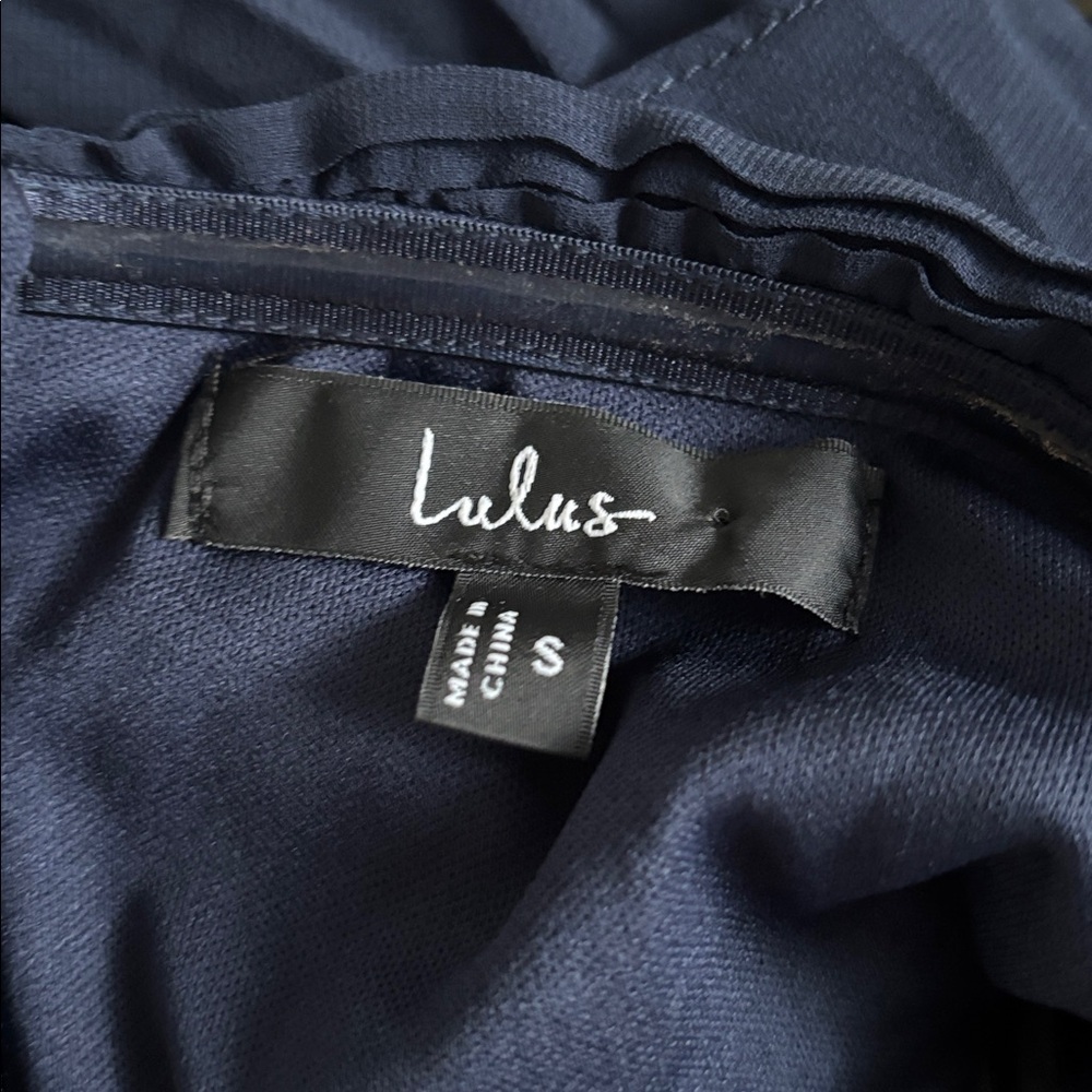 Lulus Seriously Sensational Navy Blue Strapless Tiered Pleated Maxi Dress small - Picture 8 of 11